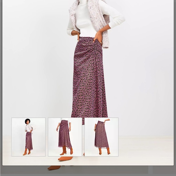 LOFT Purple Blue Maxi flowy Skirt with ruching - Picture 4 of 5